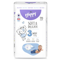 Happy Soft&Delicate 3 dětské pleny 5-9kg 70ks