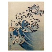 Katsushika Hokusai - Obrazová reprodukce Waves and Birds, c.1825, (30 x 40 cm)