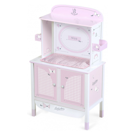 DeCuevas Toys DeCuevas Dřevěná šatní skříň pro panenky s hracím centrem NIZA