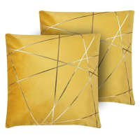 BELIANI, Sada 2 sametových polštářů s geometrickým vzorem 45 x 45 cm žlutých PINUS, 290458