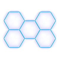 Escape6 Kompletní LED hexagonové svítidlo modré, rozměr 5 elementů 238 × 168 cm