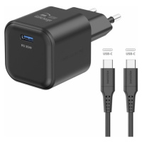 Swissten síťový adaptér GaN 1x USB-C 35W PD + datový kabel USB-C/USB-C 1,2 m černý