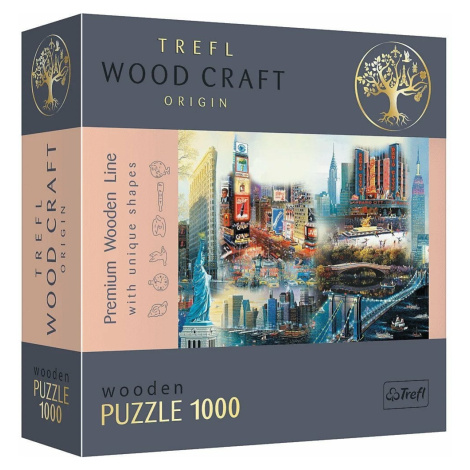Trefl Dřevěné puzzle 1000 - New York - koláž