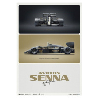 Umělecký tisk Lotus 97T - Ayrton Senna - The First Win - Estoril, 1985, Automobilist, 50 × 70 cm