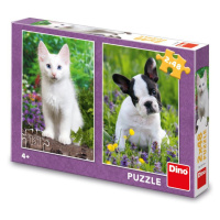 Puzzle Buldoček a kkotě 2 x 48 dílků - Dino