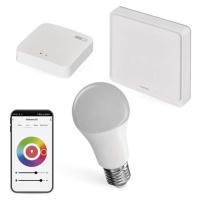 Sada GoSmart: 1x LED žárovka E27 / 11W / RGB / Zigbee, 1x ovladač scén, 1x ZigBee brána