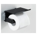 WENKO Držák WC papíru s poličkou BEZ VRTÁNÍ Classic Plus černý 10x14x14 cm