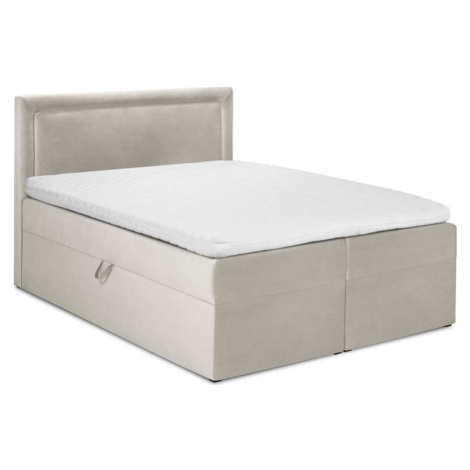 Béžová boxspring postel s úložným prostorem 200x200 cm Yucca – Mazzini Beds Mazzini Sofas