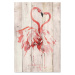 Nástěnná dekorace z borovicového dřeva Madre Selva Love Flamingo, 60 x 40 cm