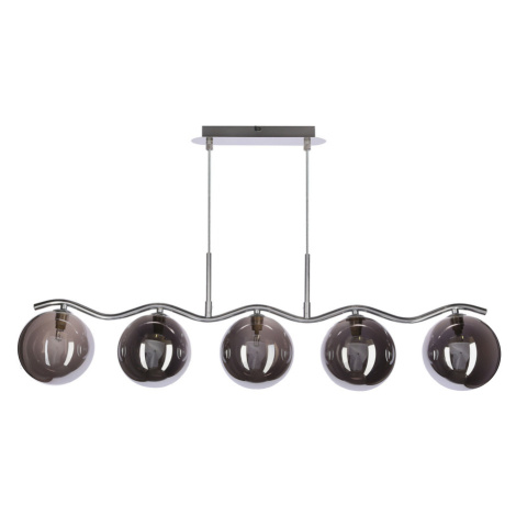 Stropní závěsná lampa UMOS 5x20W G9 chrom grafitové skleněné stínidlo 14 cm moderní svítidlo do  CANDELLUX