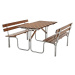 Sedací souprava, stůl a 2 lavičky, hnědá, celková d x h 1500 x 1850 mm
