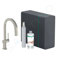 Hansgrohe 76806800 - Dřezová baterie s výsuvnou koncovkou, SodaSystem, sBox, vzhled nerezu