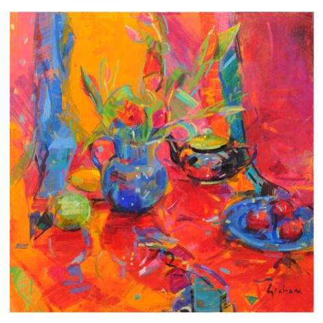 Plakát, Obraz - Red Tulips and Fruits, Graham, Peter, 40 × 40 cm