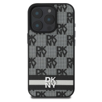 Zadní kryt DKNY PU Leather Checkered Pattern and Stripe pro Apple iPhone 16 Pro, černá