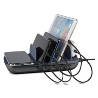 4smarts Charging Station Family Evo 63W with Qi Wireless Charger incl.Cables, grey/cobal