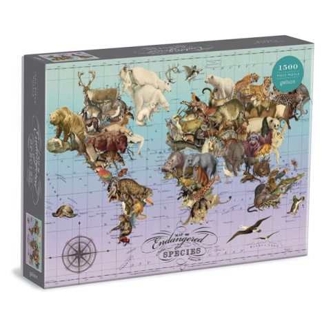 Galison Puzzle Mapa ohrožených druhů 1500 dílků