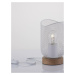 NOVA LUCE stolní lampa LYRON matný bílý kov přírodní dřevo E27 1x12W 230V IP20 bez žárovky 95558