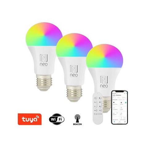 IMMAX NEO LITE 3x Smart žárovka LED E27 9W RGB+CCT, stmívatelná, WiFi, Beacon, DO