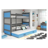 Dětská patrová postel s výsuvnou postelí RICO 160x80 cm Modrá Šedá
