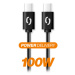 Kabel Aligator Power 100W, USB-C na USB-C, 5A, 1,5m, černá