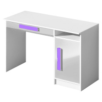 Pracovní stůl BLOURT, bílý lesk/fialová