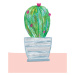 Ilustrace Painted cactus in blue stripe plant pot, Laura Irwin, (30 x 40 cm)