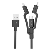 Opletený kabel 3v1 Epico (USB-C, MicroUSB a Lightning na USB-A) 1,2m - černý