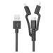 Opletený kabel 3v1 Epico (USB-C, MicroUSB a Lightning na USB-A) 1,2m - černý