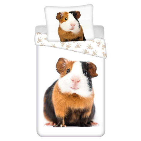 Bílé bavlněné dětské povlečení na jednolůžko 140x200 cm Guinea Pig – Jerry Fabrics