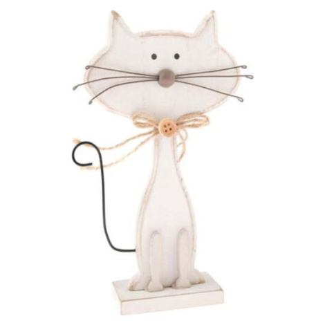 Bílá dřevěná dekorace ve tvaru kočky Dakls Cats, výška 18 cm