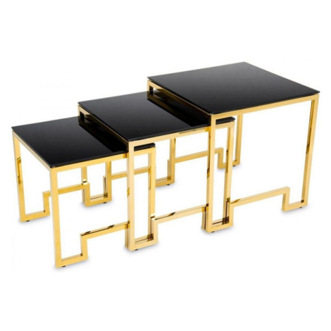 HowHomely SADA 3x Konferenční stolek SAMMEN zlatá/černá