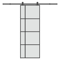 vidaXL Posuvné dveře s kováním 76x205 cm ESG sklo a hliník