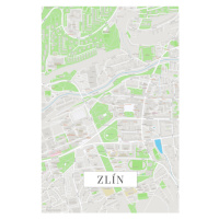 Mapa Zlin color, (26.7 x 40 cm)