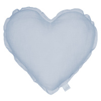 Cotton & Sweets Lněný polštář srdce světle modrý 44cm