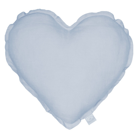 Cotton &amp; Sweets Lněný polštář srdce světle modrý 44cm