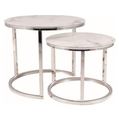 Konferenční stolek OTLONTO bílý mramor/stříbrná