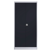 mauser Ocelová skříň s otočnými dveřmi, 4 police, h 500 mm, bílá hliníková / antracitově šedá