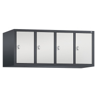 C+P Nástavná skříň CLASSIC, 4 oddíly, šířka oddílu 300 mm, černošedá / světlá šedá