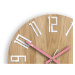 ModernClock Nástěnné hodiny Slim Mit hnědo-růžové