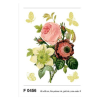 F0456 Samolepicí dekorace BUNCH WITH GOLDEN BUTTERFLIES 65 x 85 cm