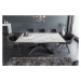 Estila Moderní rozkládací bílo-šedý mramorový jídelní stůl Marmol s asymetrickými kovovými noham