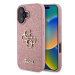 Guess PU Fixed Glitter 4G Metal Logo Zadní Kryt pro iPhone 16 Pink