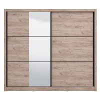 2d šatní skříň s posuvnými dveřmi a zrcadlem 245 debby - dub šedý