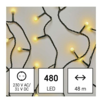 EMOS Světelný LED řetěz Cherry s časovačem 48 m teplá bílá