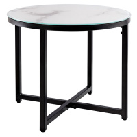 LuxD Designový odkládací stolek Latrisha 50 cm bílý - vzor mramor