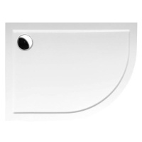 Polysan RENA L sprchová vanička z litého mramoru, čtvrtkruh 100x80cm, R550, levá, bílá