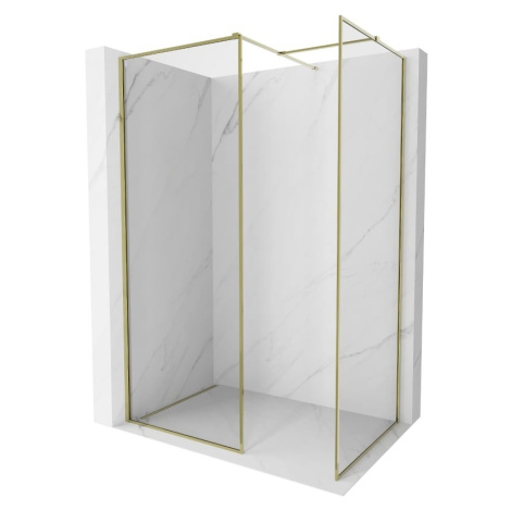 MEXEN/S Kioto-F Sprchová zástěna WALK-IN s rámem 130 x 95, transparent 8 mm, zlato 800-130-202-0