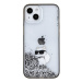 Karl Lagerfeld hard silikonový obal iPhone 15 6.1" Transparentní Liquid Glitter Choupette