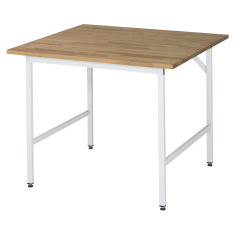 RAU Pracovní stůl, výškově přestavitelný, 800 - 850 mm, masivní buková deska, š x h 1000 x 1000 