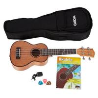 CASCHA HH 2027 Soprano Mahogany Ukulele Bundle